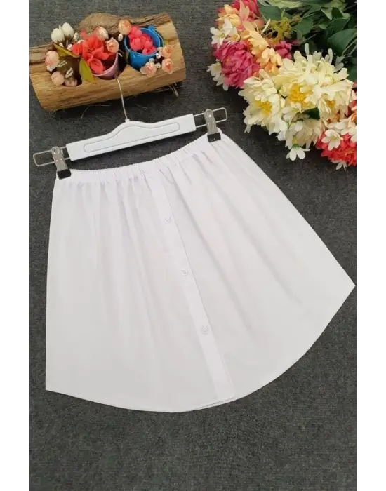 Omarı Düğmeli Kurtarıcı Gömlek Altı Eteklik - Beyaz
