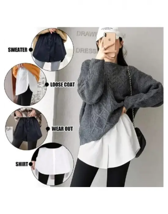 Lastikli Düğmeli Kurtarıcı Gömlek Altı Eteklik -Beyaz