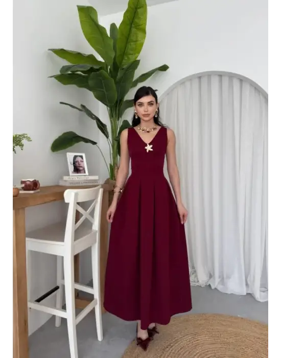 Omarı Gece İçin Yıldız Detaylı Elbise