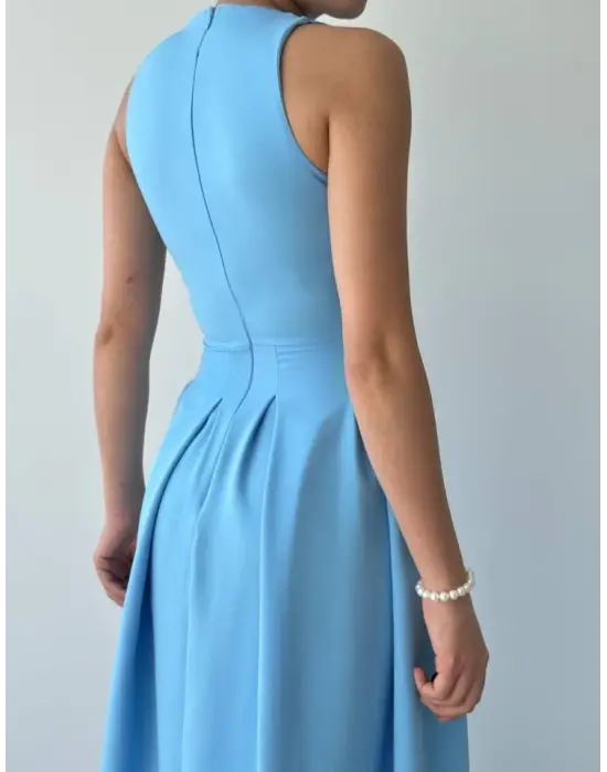 Omarı Yıldız Desenli Gece Elbisesi