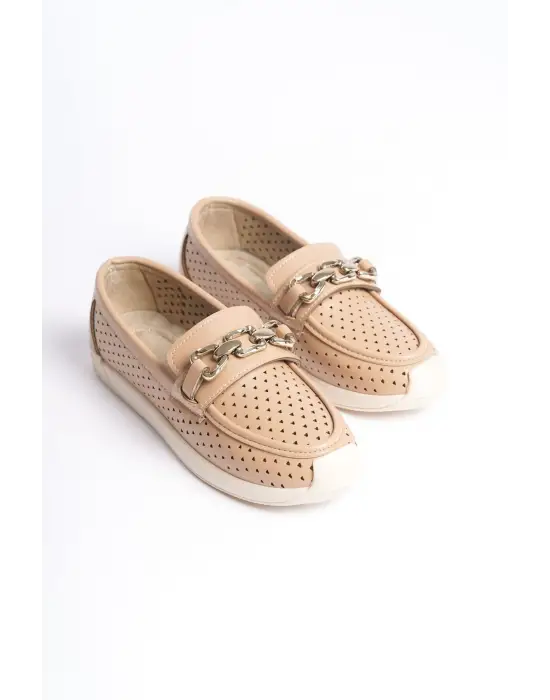 Rahat Bayan Babet Ayakkabı Kalp Desenli Kısa Topuk