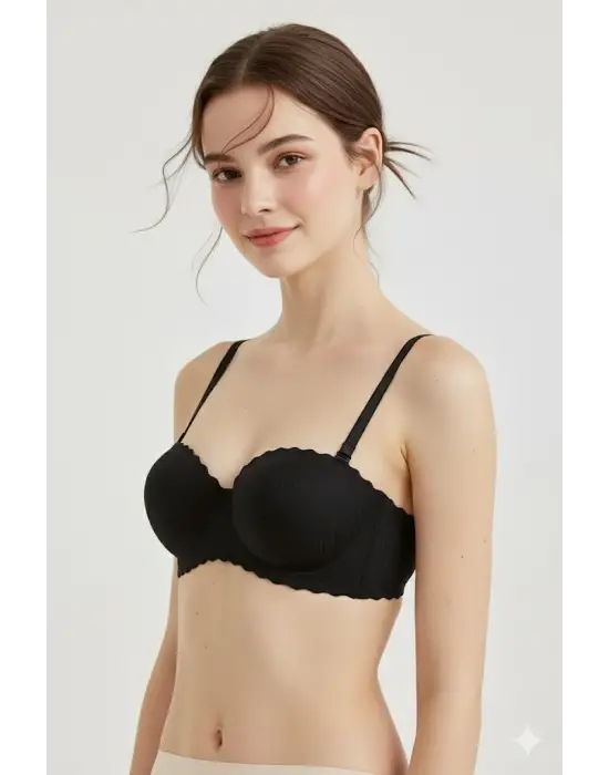 Lazer Kesim Dolgulu Telsiz  İz Yapmaz Sütyen Siyah