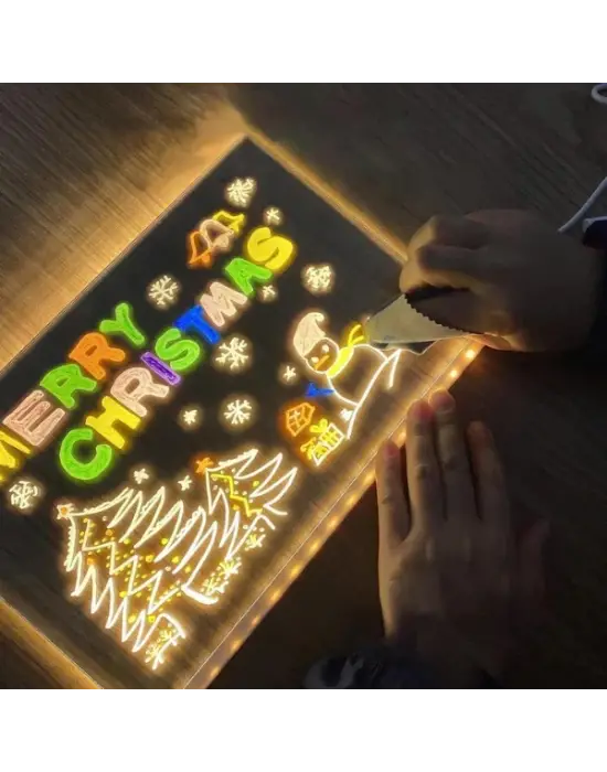 Led Aydınlatmalı Yazı Ve Çizim Tahtası - Büyük Boy 30x20 Cm