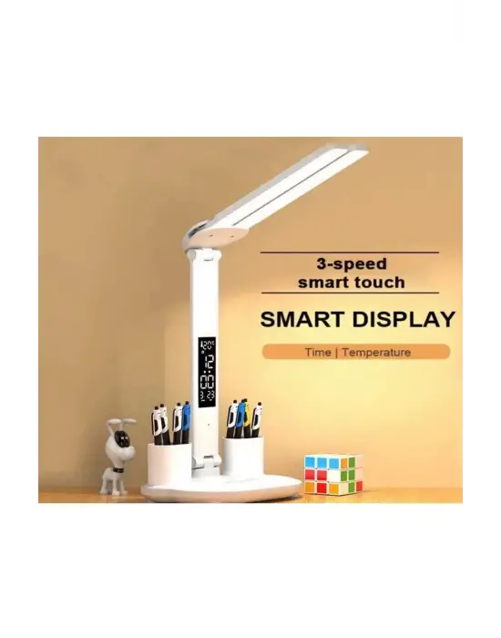 Led Dokunmatik Katlanabilir Masa Lambası Takvim Sıcaklık Saat Şarjlı Masa Lambası