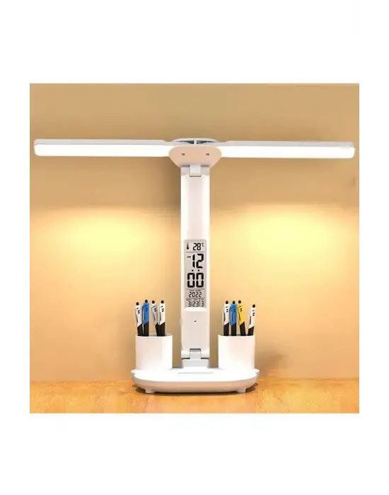 Led Dokunmatik Katlanabilir Masa Lambası Takvim Sıcaklık Saat Şarjlı Masa Lambası