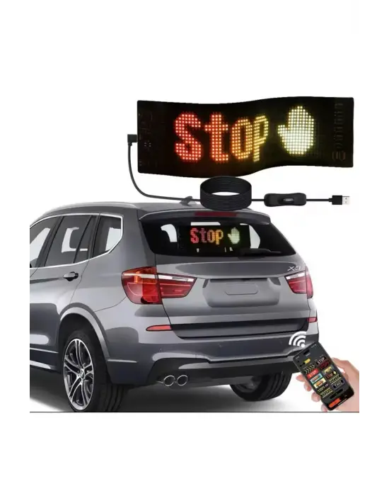 Led Ekran Matrix Panel Cama Yapışan En Büyük Boy 16x96 Led Sayısı Araba Yazısı 12cm-59.5cm