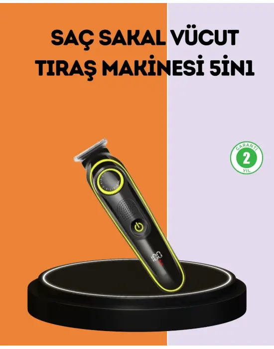 Led Ekranlı Şarjlı Saç Ve Sakal Kesme Makinesi Erkek Bakım Cihazı Çok Başlıklı Set