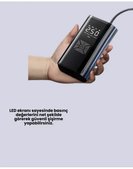 Led Fenerli Ve Sos Işıklı Çok Fonksiyonlu Hava Kompresörü