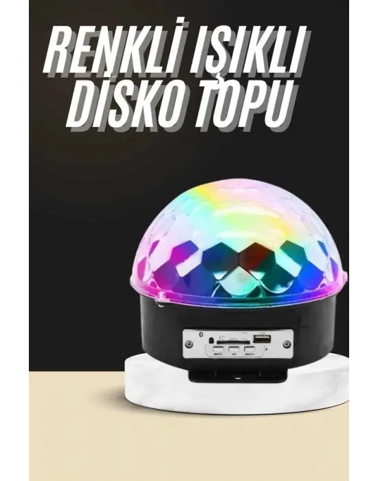 Led Işık Disko Topu Bluetooth Hoparlörlü Usb Müzik Çalar Kumandalı