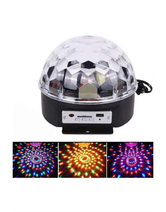 Led Işık Disko Topu Bluetooth Hoparlörlü Usb Müzik Çalar Kumandalı