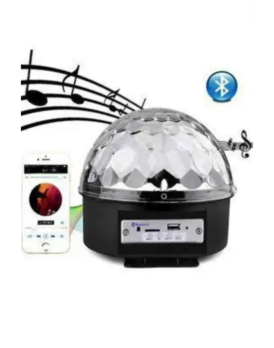 Led Işık Disko Topu Bluetooth Hoparlörlü Usb Müzik Çalar Kumandalı