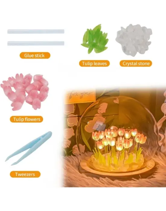 Led Işıklı Kendin Yap Lale Cam Küre