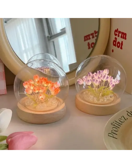 Led Işıklı Kendin Yap Lale Cam Küre