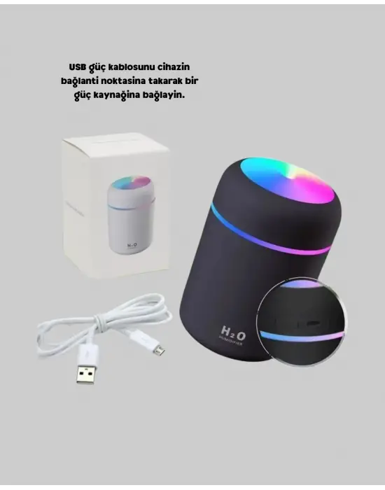 Led Işıklı Usb Nemlendirici – Sürekli Ve Aralıklı Püskürtme Modu