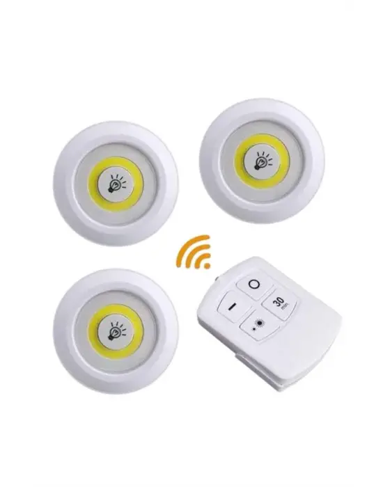 Led Lamba 3lü Uzaktan Kumandalı Yapışkanlı