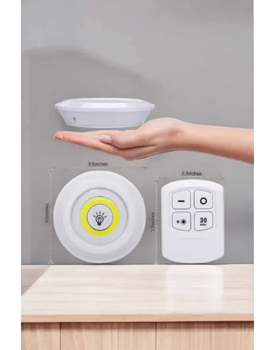 Led Lamba 3lü Uzaktan Kumandalı Yapışkanlı Beyaz Işık