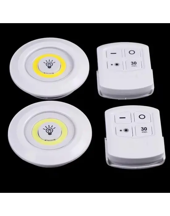 Led Lamba 3lü Uzaktan Kumandalı Yapışkanlı Beyaz Işık