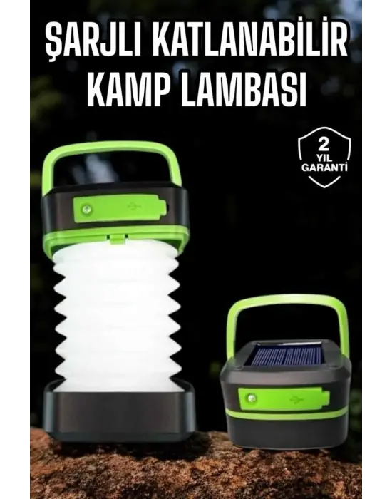 Led Lamba Kamp Lambası Hafif Taşınabilir Şarj Süreli Akordeon El Fenerli
