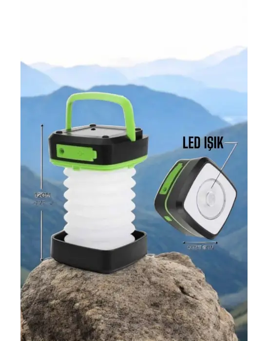 Led Lamba Kamp Lambası Hafif Taşınabilir Şarj Süreli Akordeon El Fenerli