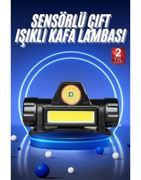Ledli Şarjlı Kafa Lambası Led Şarjlı Su Geçirmez Kafa Feneri