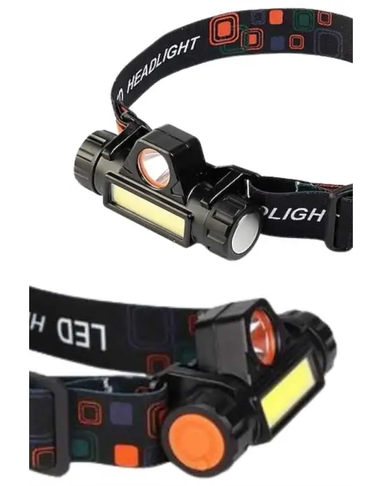 Ledli Şarjlı Kafa Lambası Led Şarjlı Su Geçirmez Kafa Feneri