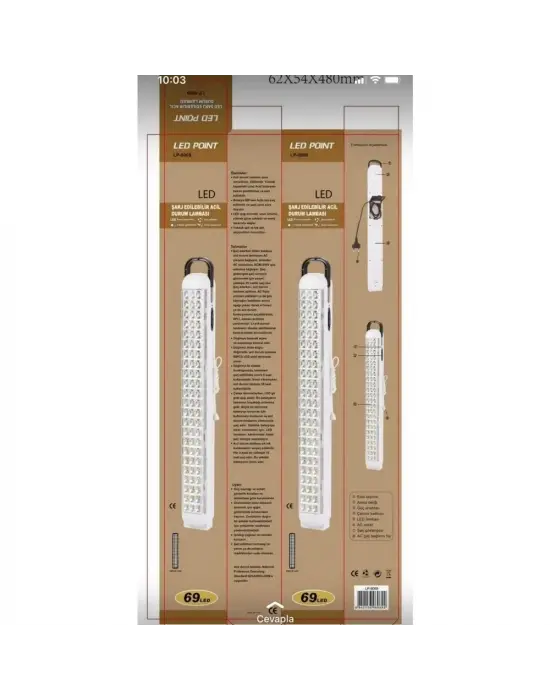 Ledpoint Lp-6069 Akülü 69 Led Şarjlı Işıldak