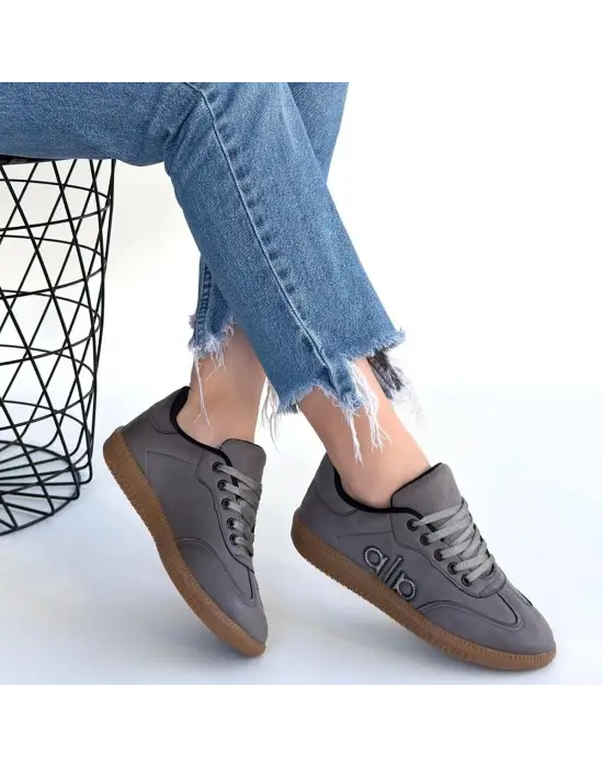 Lendo Gri Süet Bağcıklı Spor Ayakkabı