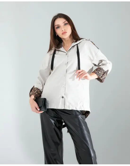 Trend Leopar Detaylı Ceket