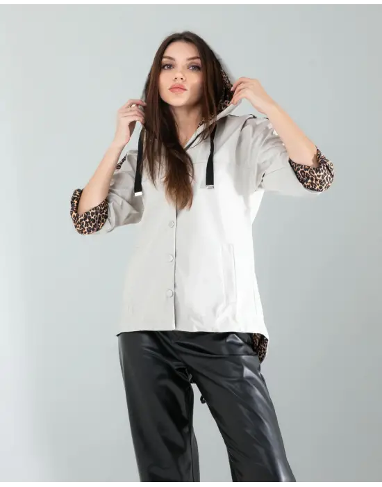 Trend Leopar Detaylı Ceket