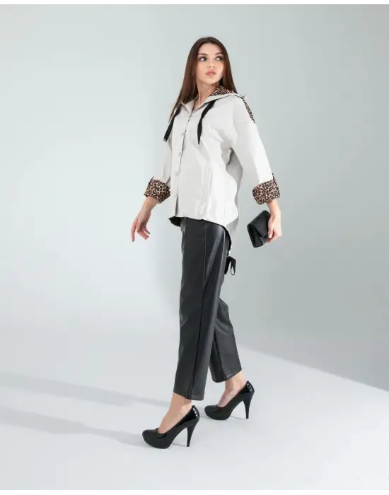 Trend Leopar Detaylı Ceket
