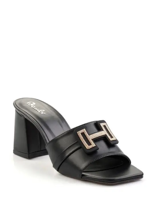 Leyya Siyah Cilt Topuklu Ayakkabı