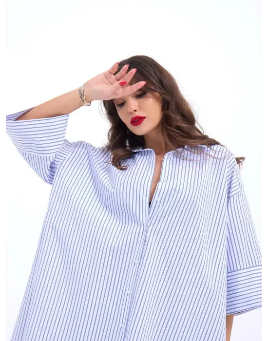 Omarı Çizgili Klasik Gömlek Modası