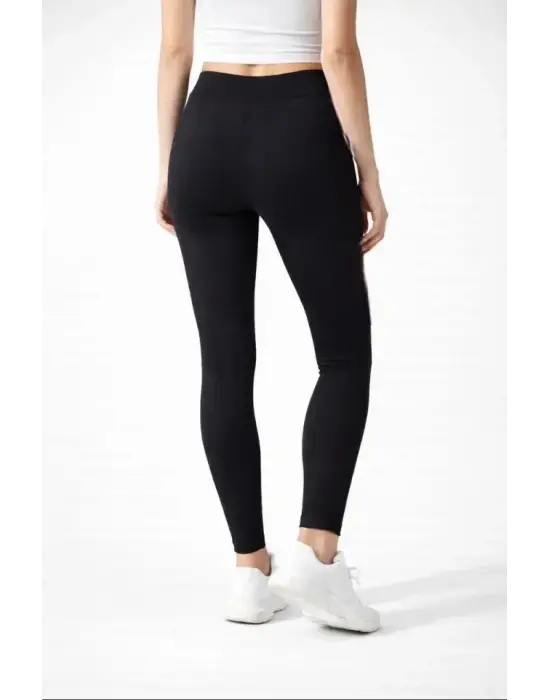 Likralı Düz Tayt - Siyah