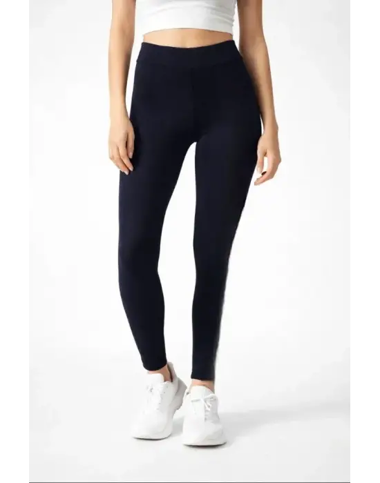 Likralı Düz Tayt - Siyah