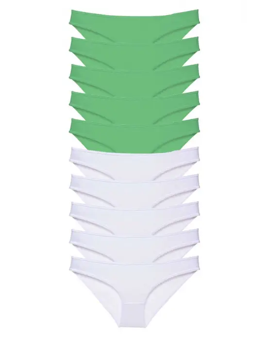 Omarı Renkli 10 Adet Likralı Kadın Slip Külot Seti