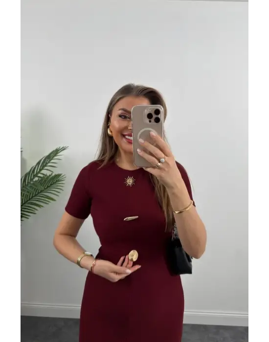 Omarı Rahat Hareket Özgürlüğü Sağlayan Kadın Kısa Kol Elbise