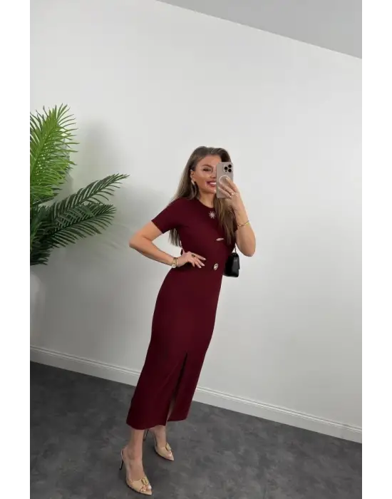 Omarı Rahat Hareket Özgürlüğü Sağlayan Kadın Kısa Kol Elbise