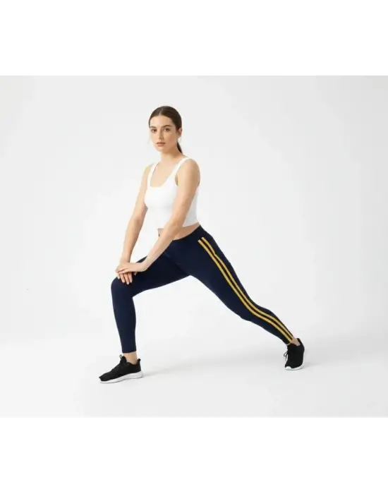 Trend Yan Sarı Şeritli Tayt