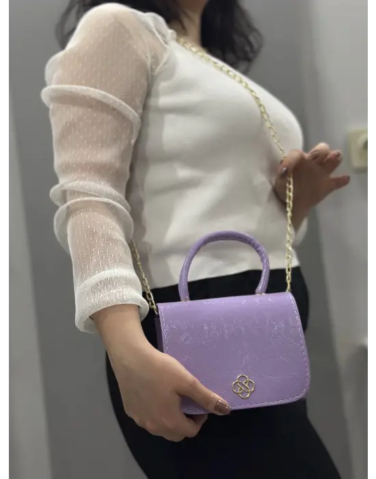 Omarı Eşsiz Tasarımlı Lila Cilt Krash Çanta