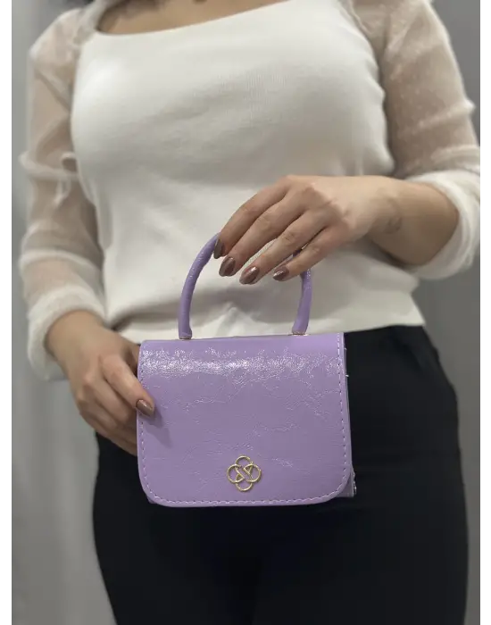 Omarı Eşsiz Tasarımlı Lila Cilt Krash Çanta