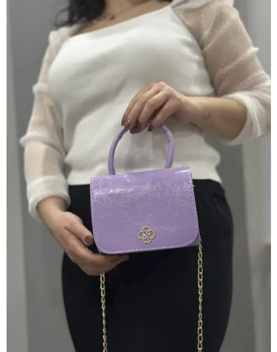 Omarı Eşsiz Tasarımlı Lila Cilt Krash Çanta