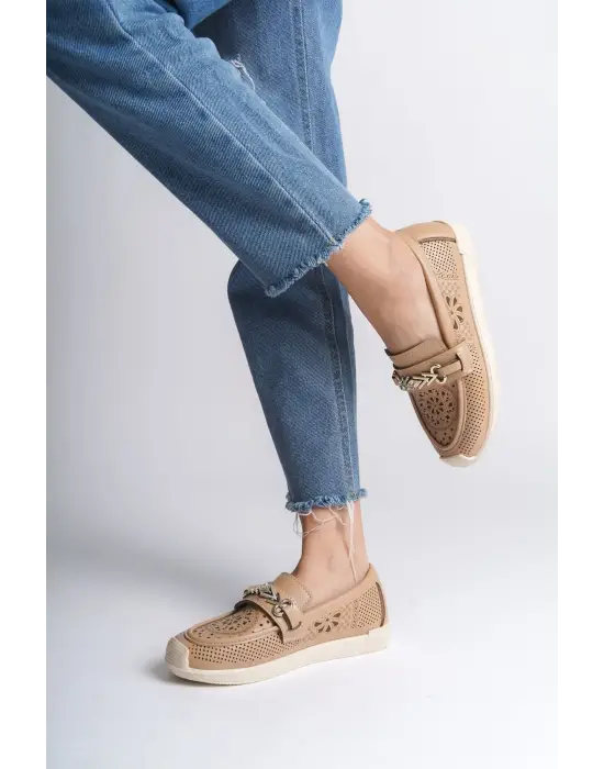 Çiçek Desenli Bayan Babet Ayakkabı