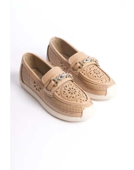 Çiçek Desenli Bayan Babet Ayakkabı