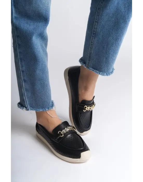 Şık Kalp Desenli Bayan Babet Ayakkabı