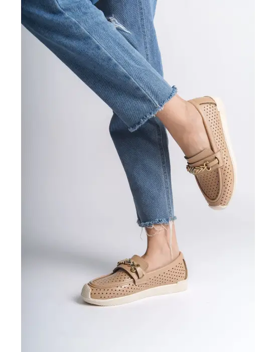 Modern Kalp Desenli Bağcıksız Babet Ayakkabı