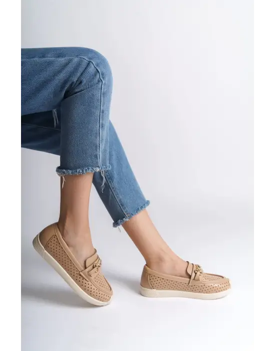 Modern Kalp Desenli Bağcıksız Babet Ayakkabı