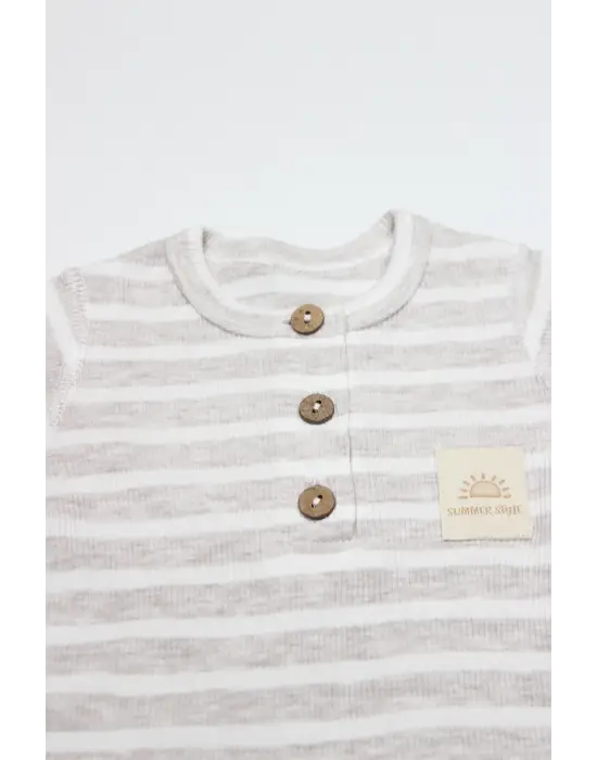 Line Colors Yarım Kol Patiksiz Tulum 15126 Bej