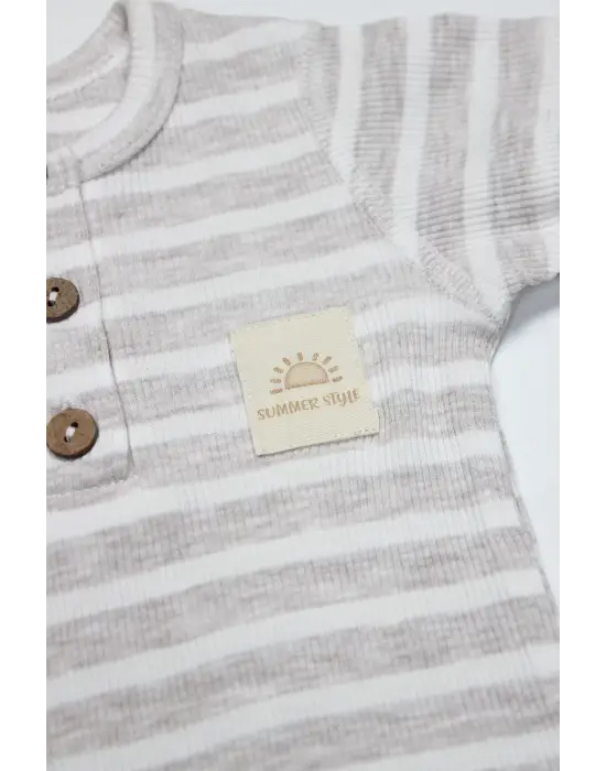 Line Colors Yarım Kol Patiksiz Tulum 15126 Bej