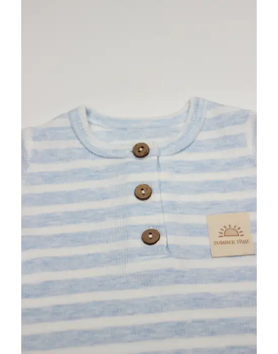 Line Colors Yarım Kol Patiksiz Tulum 15126 Mavi