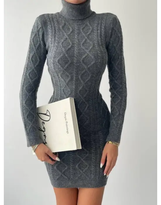 Omarı Boğaz Detaylı Şık Mini Elbise